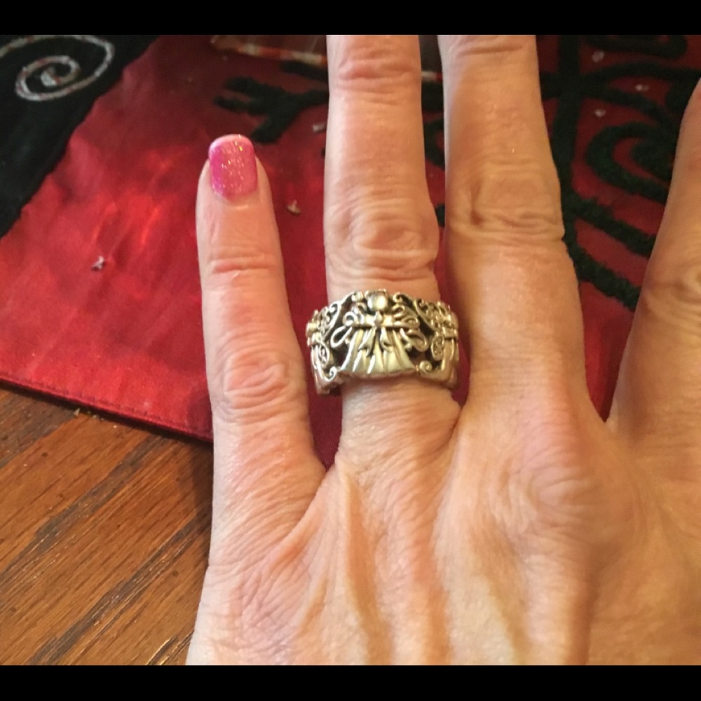 Vintage & Bold 925/ Sterling Silver Filigree Design Wide Band Ring